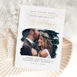 Elegant Photo Overlay White Boho Wedding Real<br><div class="desc">Romantic modern and minimal wedding photo invitations with the real foil typography</div>