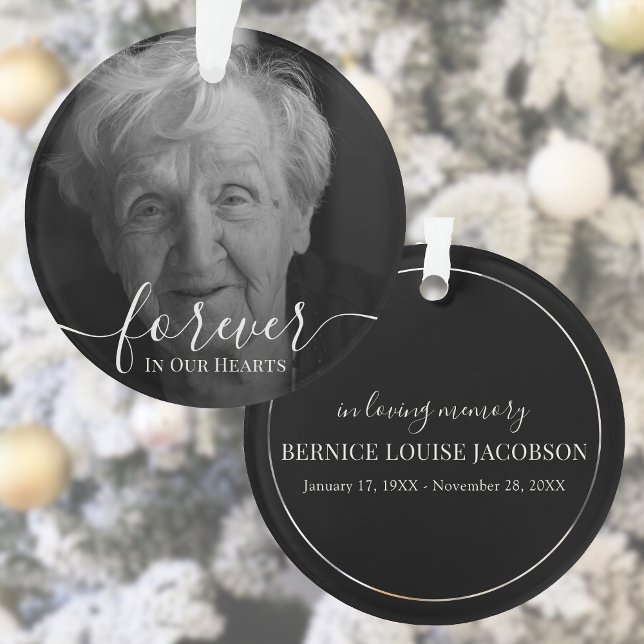 Elegant Photo Personalised Memorial Keppsake Ornament (Photo Memorial In Loving Memory Ornament)