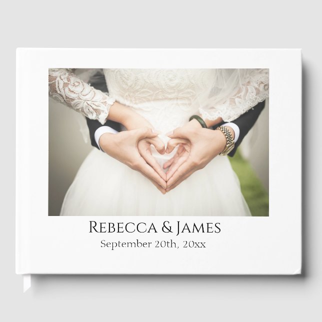Elegant Photo Personalised Wedding Guest Book (Front)