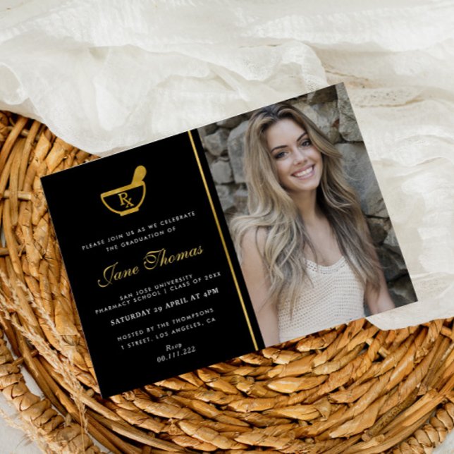 Elegant photo pharmacy graduation party invitation (Creator Uploaded)