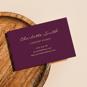 Elegant Photo Pianist Burgundy Business Card