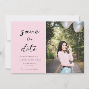 Elegant Photo Pink Quinceanera Save the Date