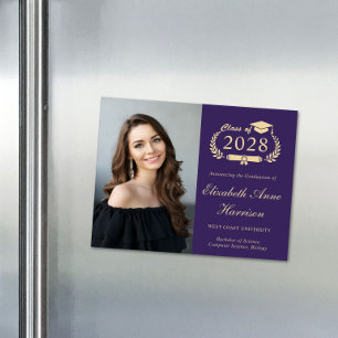 Elegant Photo Purple Graduation Magnetic Card