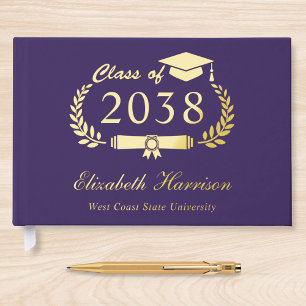 Elegant Photo Purple Graduation Party Guest Book