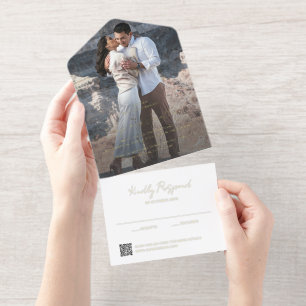 Elegant Photo QR Code Modern Wedding All In One Invitation