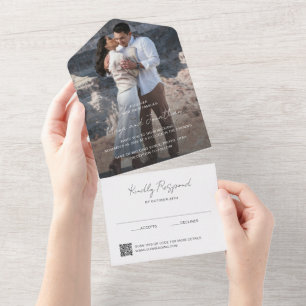 Elegant Photo QR Code Modern Wedding All In One Invitation