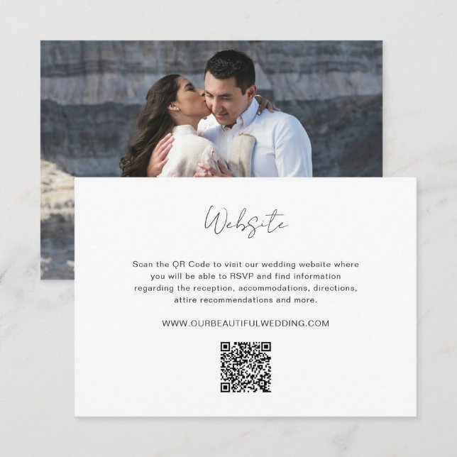 Elegant Photo QR Code Modern Wedding Enclosure Card (Front/Back)