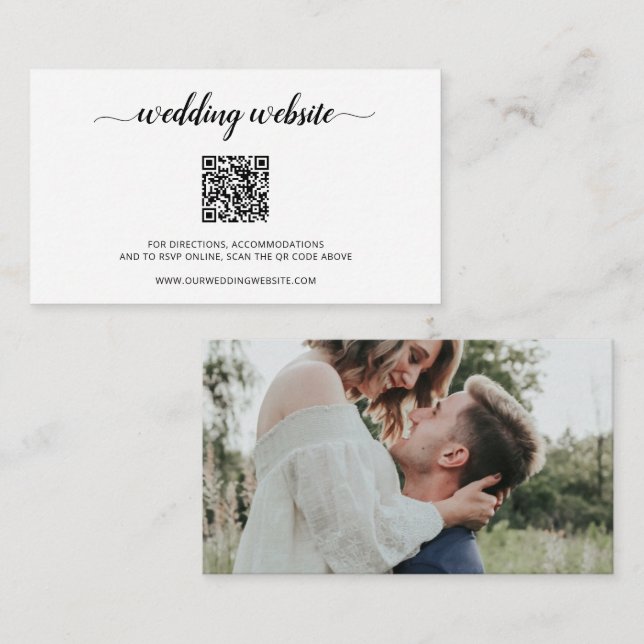 Elegant Photo QR Code Modern Wedding Enclosure Card (Front/Back)