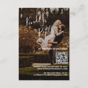 Elegant Photo QR Code Modern Wedding RSVP Card