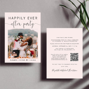Elegant Photo QR Code Pink Wedding Reception Invitation