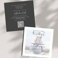 Elegant Photo QR Code RSVP Online Neutral Brown