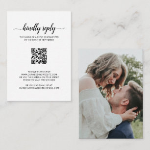 Elegant Photo QR Code Wedding Mini RSVP Card