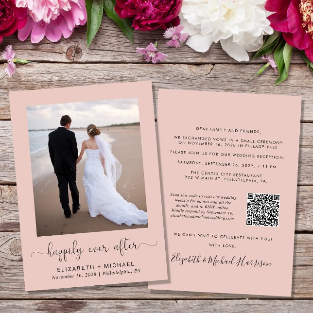 Elegant Photo QR Code Wedding Reception Invitation (Creator Uploaded)