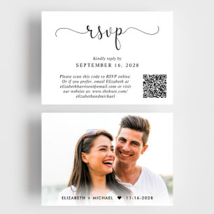 Elegant Photo QR Code Wedding RSVP Card