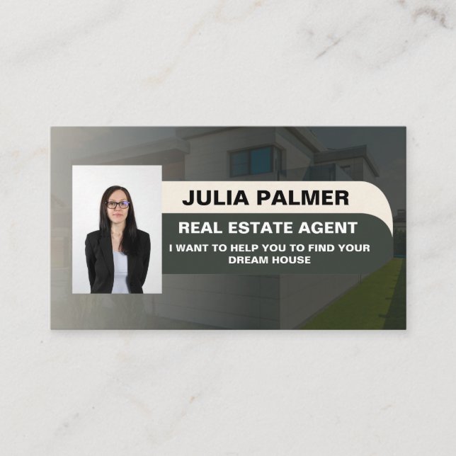 Elegant Photo Real Estate Agent  Business Card (Front)