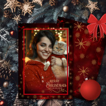 Elegant Photo RED GOLD Merry Christmas 