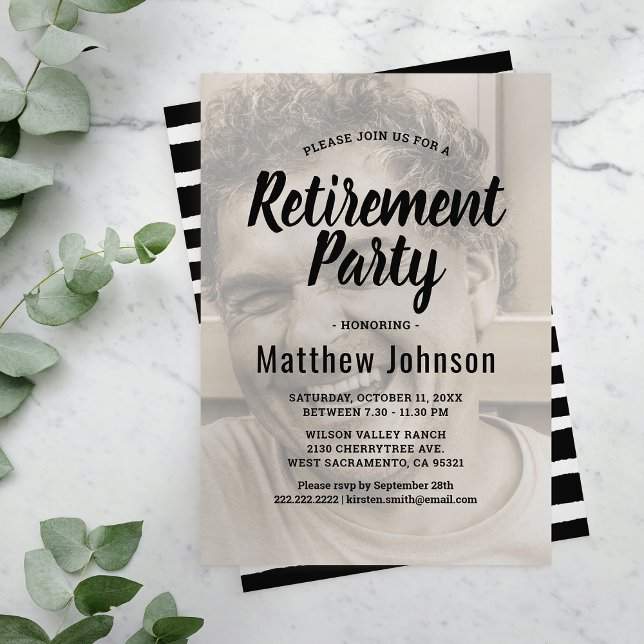 Elegant Photo Retirement Party Invitation (Creator Uploaded)