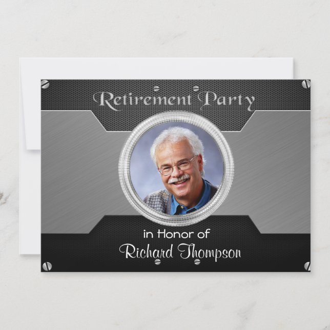 Elegant Photo Retirement Party Invitations (Front)