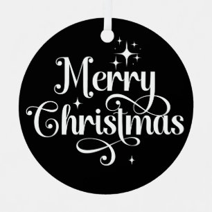 Elegant Photo Retro Merry Christmas Black Keepsake Metal Tree Decoration