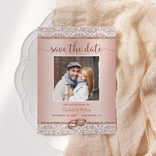 Elegant Photo Rose Gold Wedding  Save The Date (Creator Uploaded)