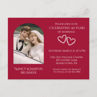Elegant Photo Ruby 40th Wedding Anniversary Postcard