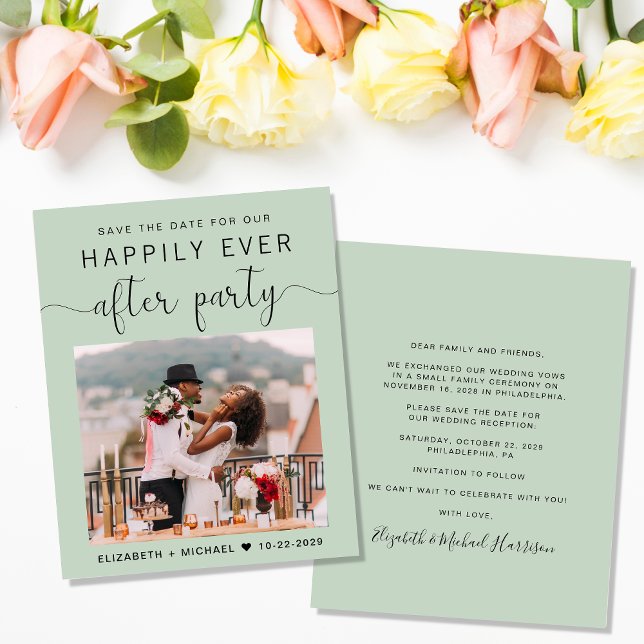 Elegant Photo Sage Wedding Reception Save the Date (Creator Uploaded)