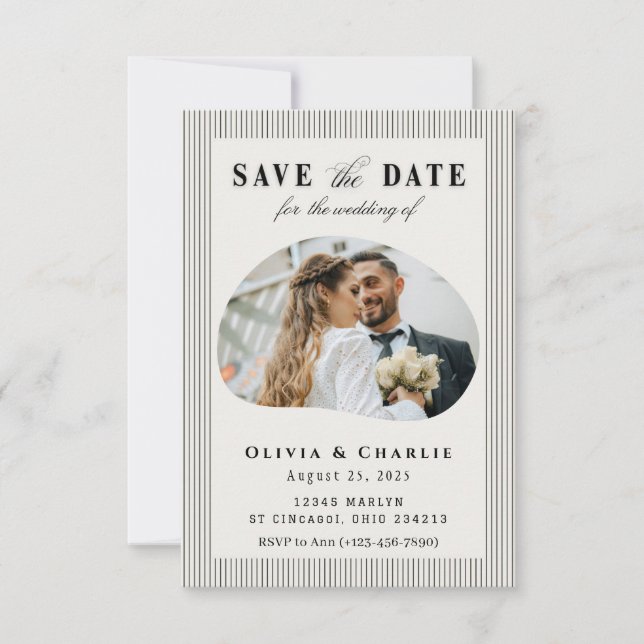 Elegant Photo Save the Date Card (Front)