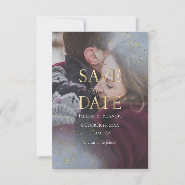 elegant photo save the date invitation (Front)