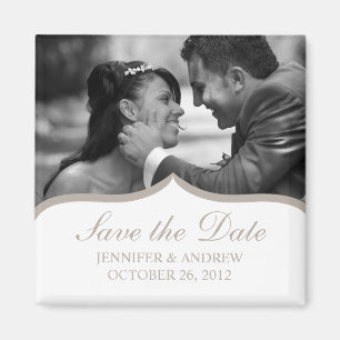 Elegant Photo Save the Date Magnet (light brown)