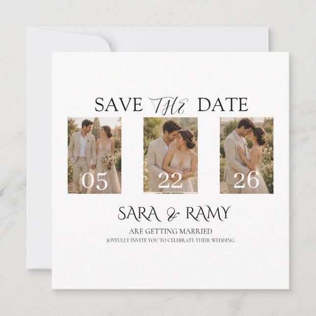 Elegant Photo Save the Date Wedding Invitation (Front)