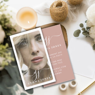 Elegant Photo Script Calligraphy Monogram  Business Card