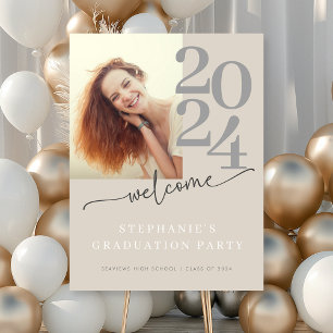 Elegant Photo Script Graduation Party Welcome Poster