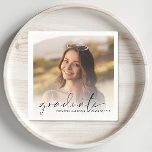 Elegant Photo Script Overlay Graduation Party Napkin