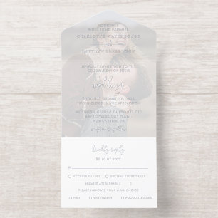 Elegant Photo Script Wedding All In One Invitation