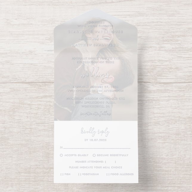 Elegant Photo Script Wedding All In One Invitation (Inside)