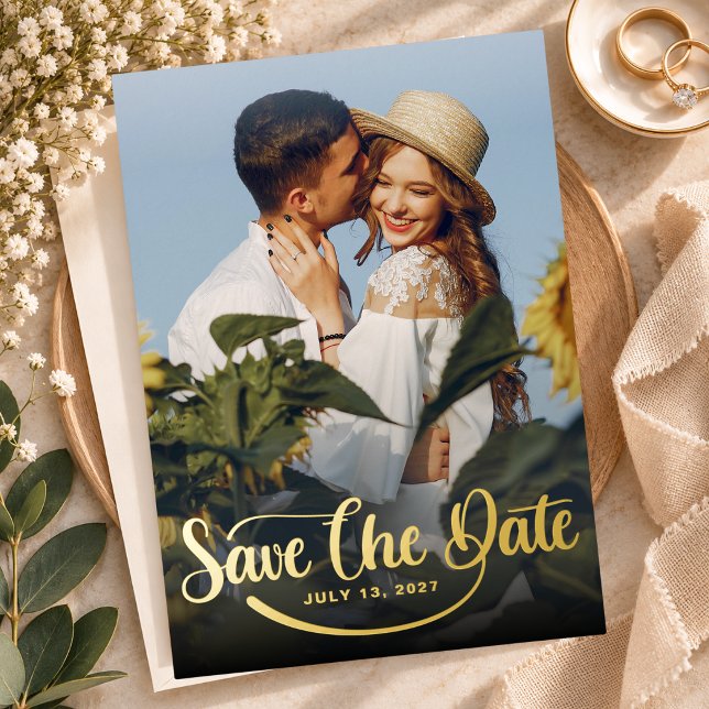Elegant Photo Script Wedding Save the Dates Gold (Creator Uploaded)