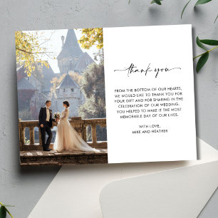 Elegant Photo Script Wedding Thank You Card
