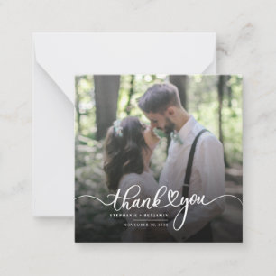 Elegant Photo Script Wedding Thank You Card