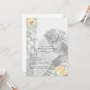 Elegant Photo Sunflower Floral Bridal Shower  Invitation