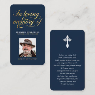 Elegant Photo Sympathy Funeral Prayer Calling Card