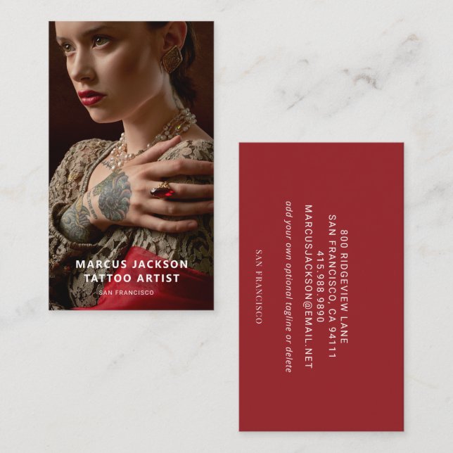 Elegant Photo Tattoo Artist Business Card (Front/Back)
