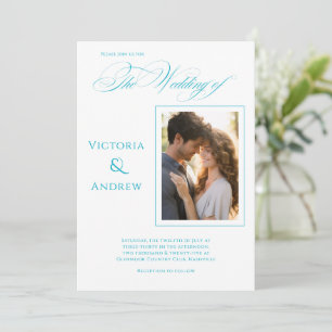 Elegant Photo Teal Modern Wedding Invitation