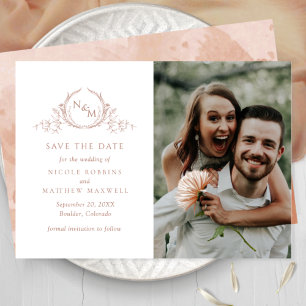 Elegant Photo Terracotta Monogram Wedding Save The Date