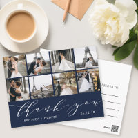Elegant Photo Thank You Navy Blue