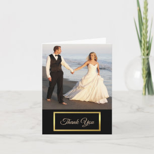 Elegant Photo Thank You with Gold Trim Card