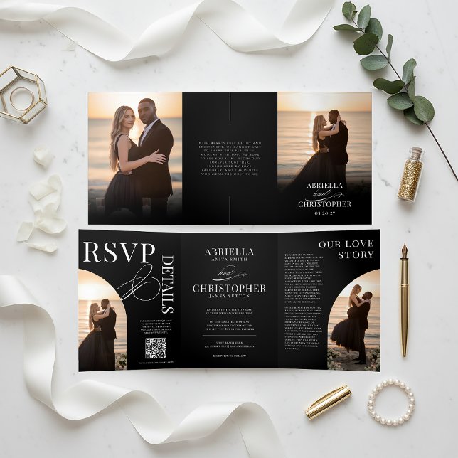 Elegant Photo Tri-Fold Wedding Invitation (Elegant Photo Wedding Invitation | Wedding Book Invitation)