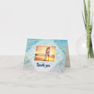 Elegant Photo Tropical Beach Destination Wedding Thank You Card