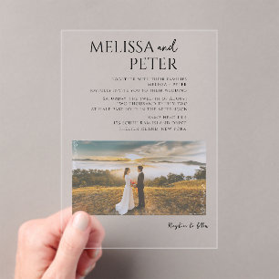 Elegant Photo Wedding Acrylic Invitations