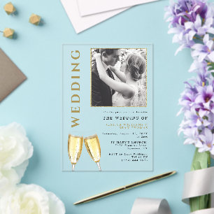 Elegant Photo Wedding Champagne Acrylic Invitations