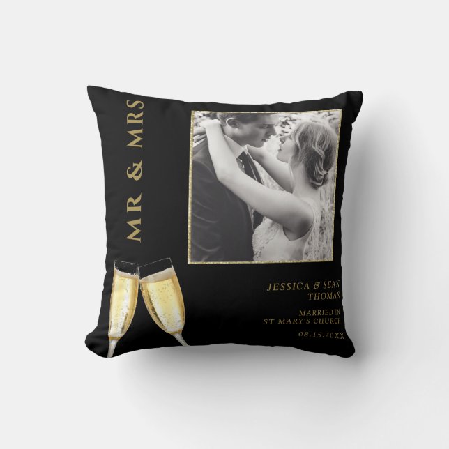 Elegant Photo, Wedding Champagne  Cushion (Front)